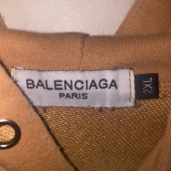Balenciaga Brown Logo Hoodie Size M - Authentic Designer Sweatshirt - Picture 3 of 3